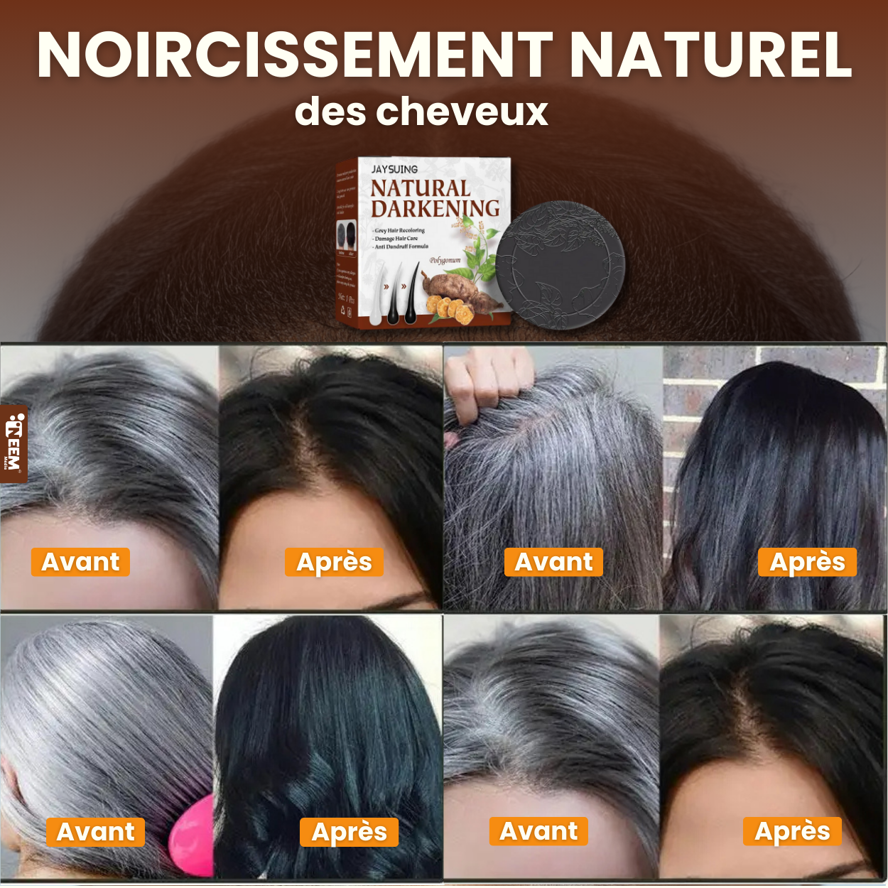Savon Shampoing pousse et Noicissement cheveux