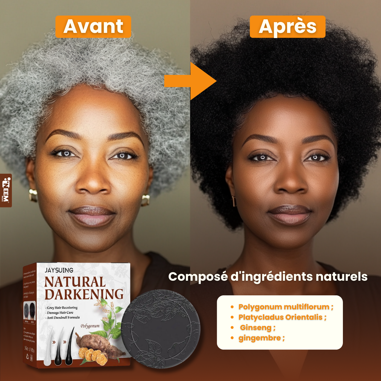 Savon Shampoing pousse et Noicissement cheveux