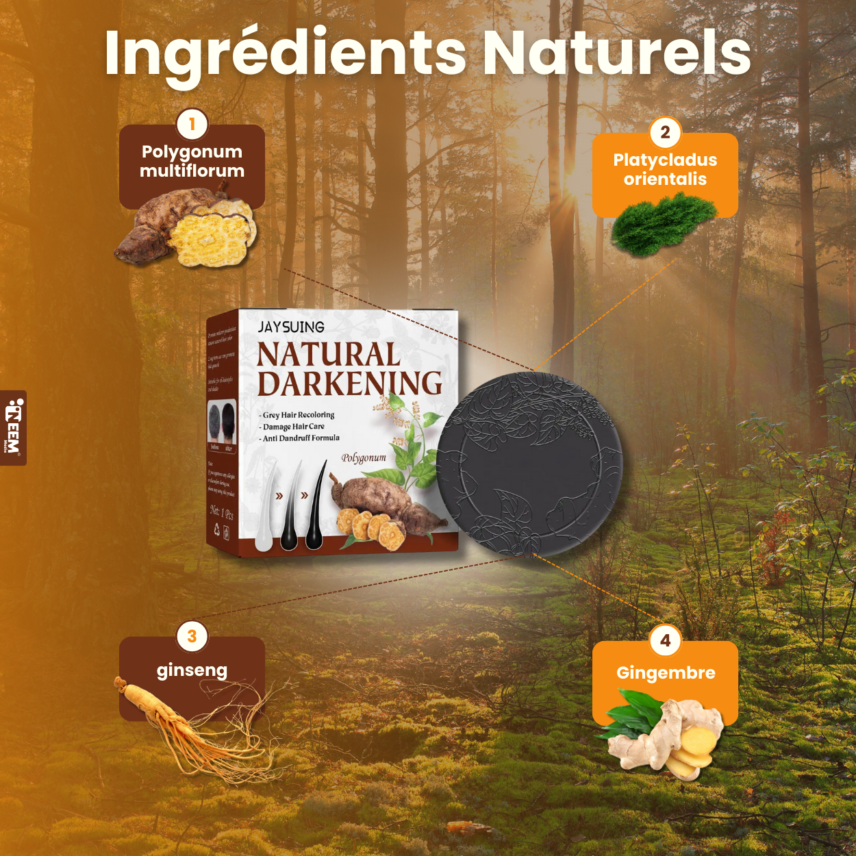Savon Shampoing pousse et Noicissement cheveux