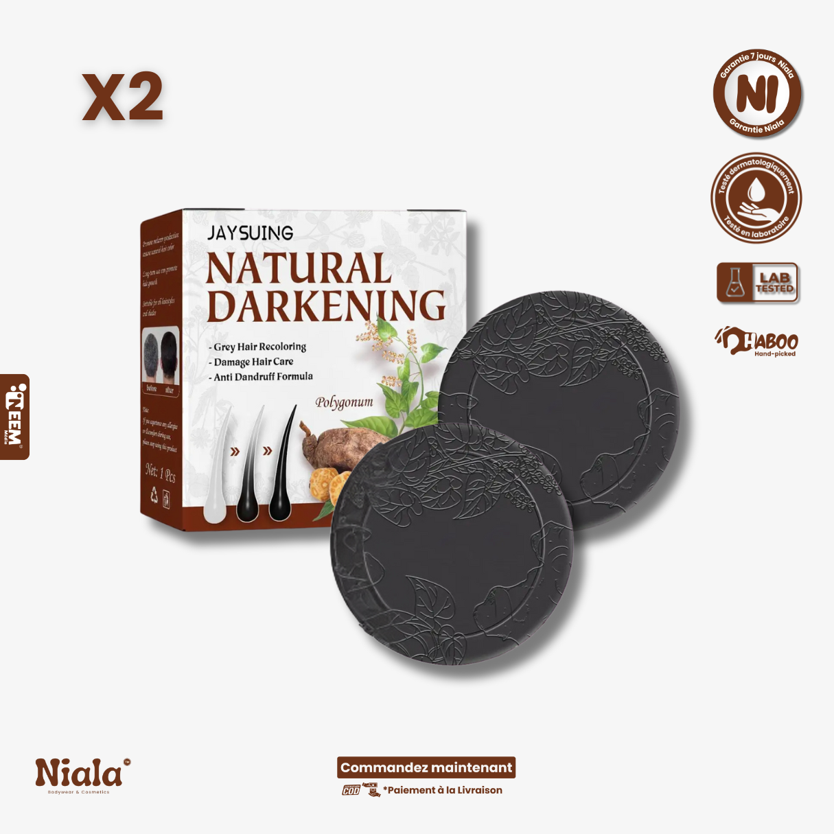 Savon Shampoing pousse et Noicissement cheveux